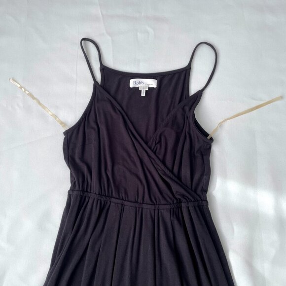 Rohb by Joyce Azria Long Black Maxi Faux Wrap Dress, Size XS - Picture 4 of 14